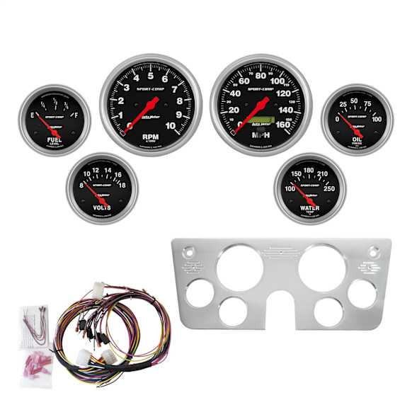 7045-SC Sport-Comp Direct Fit Dash Kit, Chevy Truck 67-72, Tach/Mph/Fuel/Oilp/Wtmp/Volt.