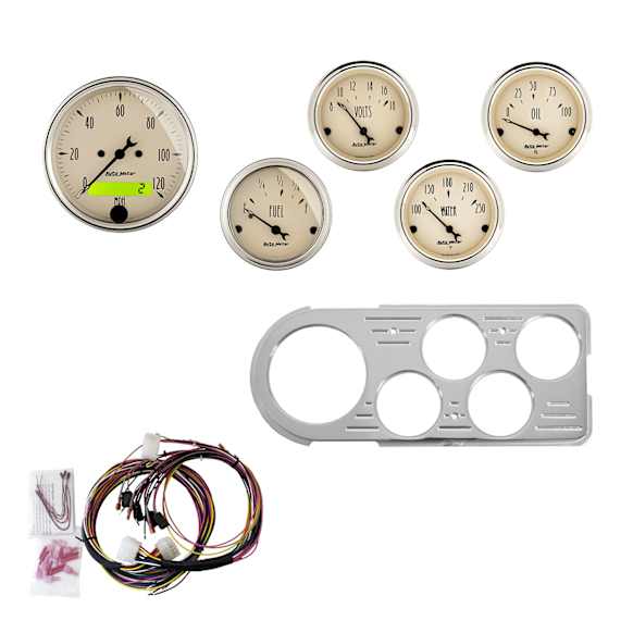 7046-AB Direct Fit Dash Kit, Ford Truck 48-50, Mph/Fuel/Oilp/Wtmp/Bat, Ab
