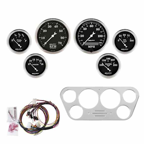 7048-OTB Direct Fit Dash Kit, Ford Truck 53-55, Tach/Mph/Fuel/Oilp/Wtmp/Volt, Otb
