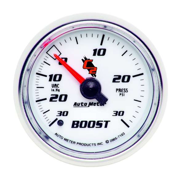 7103 C2 Series Gauge, Vac/Boost, 2 1/16in. 30Inhg-30Psi, Mechanical.