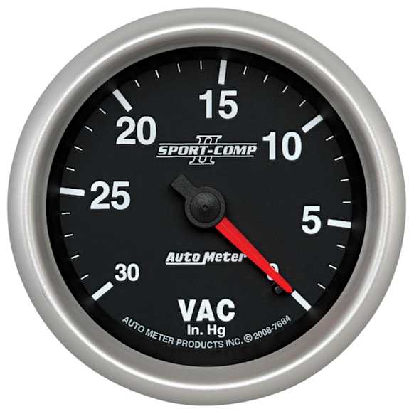 7684 Sport-Comp II Series Gauge, Vacuum, 2 5/8in. 30Inhg, Mechanical.