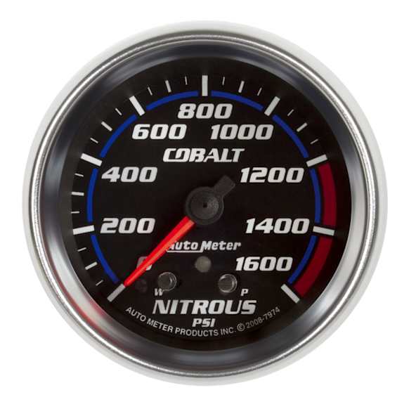 7974 Cobalt Series Gauge, Nitrous Press, 2 5/8in. 1600Psi, Stepper Motor W/ Peak & Warn.