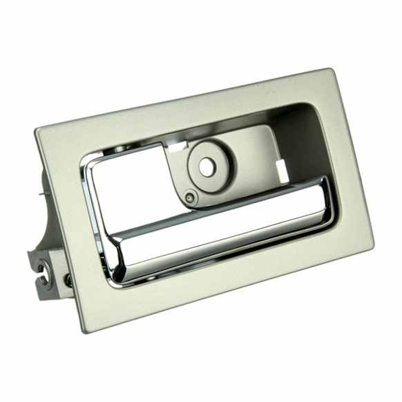 FD0818451 Front Or Rear, Driver Side Gray and chrome Interior Door Handle, Crew Cab Pickup