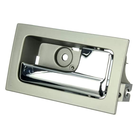 FD0818452 Front Or Rear, Passenger Side Gray and chrome Interior Door Handle, Crew Cab Pickup