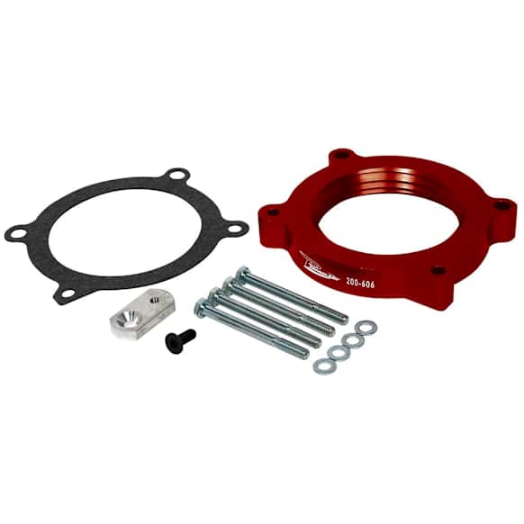 200-606 Throttle Body Spacer - Anodized Red, Aluminum, Direct Fit, Sold Individually