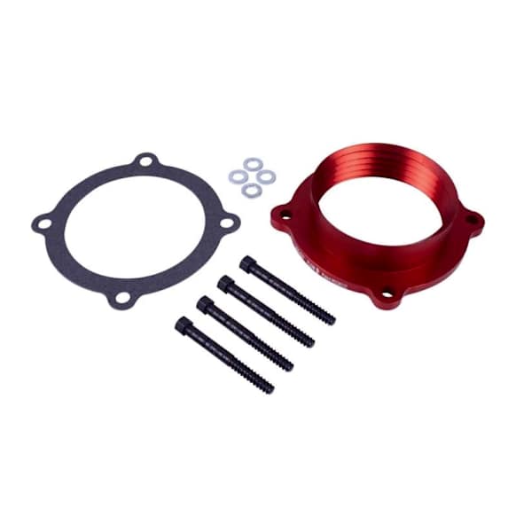 300-637 Throttle Body Spacer - Anodized Red, Aluminum, Direct Fit, Sold Individually