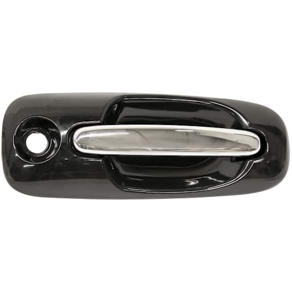 2001-2007 Chrysler Town & Country - Front, Passenger Side Chrome Lever with Smooth Black Bezel Exterior Door Handle, With Key Hole