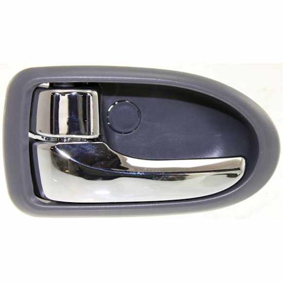 Front Or Rear, Driver Side Gray bezel with chrome lever Interior Door Handle