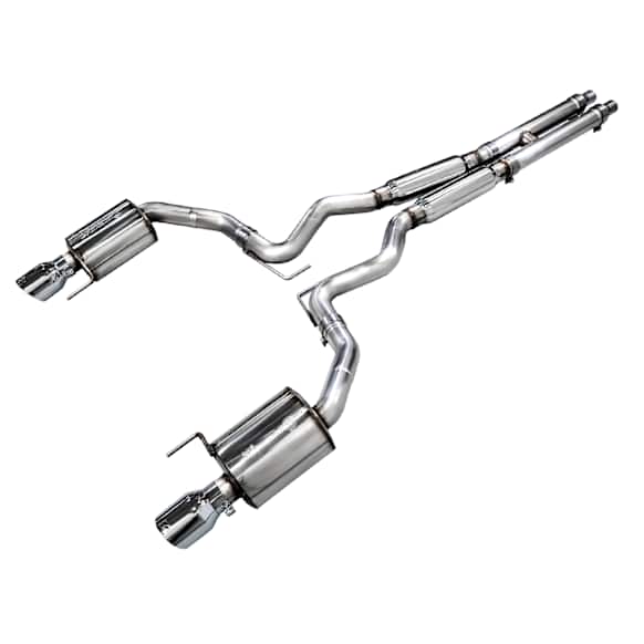3015-32650 AWE Touring Edition Exhaust for S650 Mustang GT Coupe - Dual Chrome Silver Tips