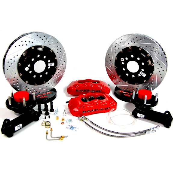 4261214R Pro Series - 13in. Cross Drilled and Slotted, Red Powdercoated 6-Piston Caliper, 2-Wheel Set