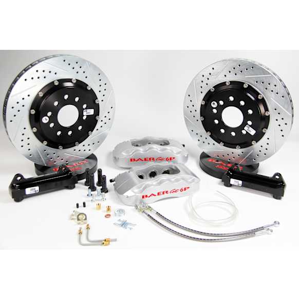 4301356S Pro Series - 14in. Cross Drilled and Slotted, Silver Powdercoated 6-Piston Caliper, 2-Wheel Set