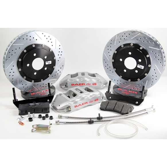 4301524S Extreme Series - 14in. Cross Drilled and Slotted, Silver Powdercoated 6-Piston Caliper, 2-Wheel Set