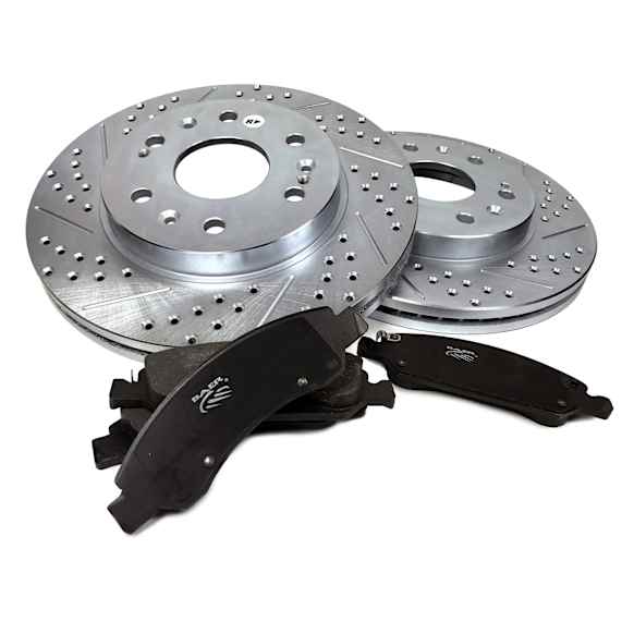 55043-0731 Front Brake Disc and Pad Kit, Cross-drilled and Slotted Ceramic