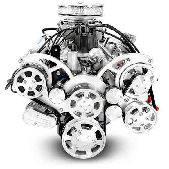 BP302RCTFK FORD SB COMPATIBLE 302 C.I. ENGINE - 361 HP - DELUXE DRESSED WITH POLISHED PULLEY KIT - REAR SUMP - HOLLEY SNIPER FUEL INJECTED