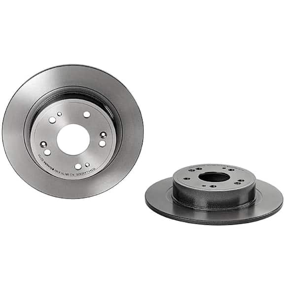08.B271.11 Rear, Driver or Passenger Side Brake Disc, Coated, Plain Surface, Solid, 5 Lugs, 282 mm, PRIME UV Coated Series