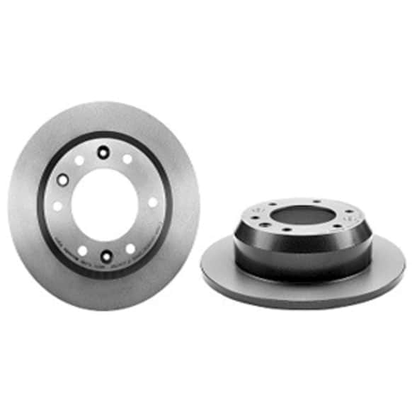 08.B561.11 Rear, Driver or Passenger Side Brake Disc, Coated, Plain Surface, Solid, 6 Lugs, 302 mm, PRIME UV Coated Series
