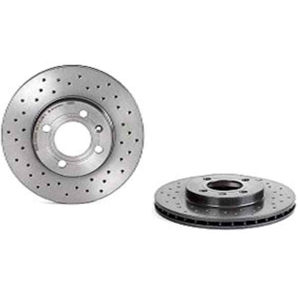 1990 Volkswagen Jetta - Front, Driver or Passenger Side Brake Disc, Coated, Cross-Drilled, Vented, 4 Lugs, 256 mm, 2.0L 4Cyl, Xtra Series
