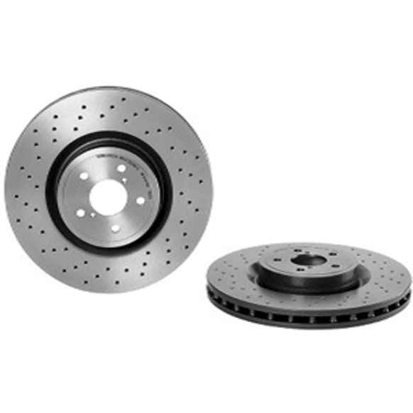 09.7812.1X Front, Driver or Passenger Side Brake Disc, Coated, Cross-Drilled, Vented, 5 Lugs, 326 mm, Xtra Series