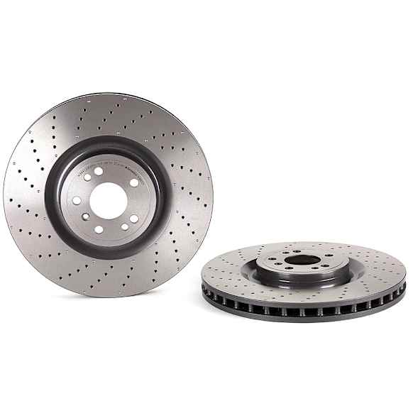 09.A960.21 Front, Driver or Passenger Side Brake Disc, Cross-Drilled, Vented, 5 Lugs, 375 mm, Premium UV Coated Series
