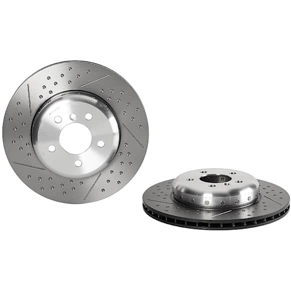 09.C395.13 Rear Brake Disc, Cross-drilled and Slotted, Vented, 5 Lugs, 345 mm, Premium UV Coated Series