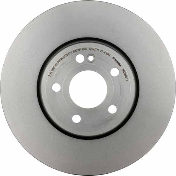 09.D985.11 Front, Driver or Passenger Side Brake Disc, Coated, Plain Surface, Vented, 5 Lugs, 318 mm, 2.0L, 4Cyl, PRIME Series