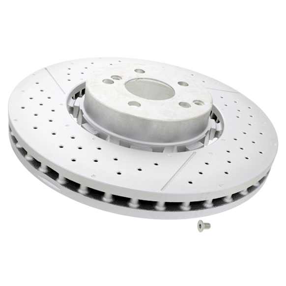 2124210512 Front, Driver or Passenger Side Brake Disc, Cross-drilled and Slotted