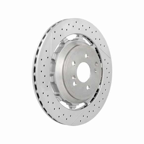 2224232012 Rear, Driver or Passenger Side Brake Disc, Cross-drilled and Slotted