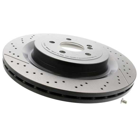 2016 Mercedes Benz C63 AMG S - Rear, Driver or Passenger Side Brake Disc, Cross-drilled and Slotted, Replace in pairs only.; Except Ceramic Coated Brake System (Code 944)., 4.0L 8Cyl