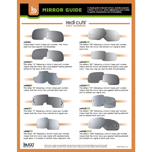 2935 Driver Side Mirror Glass, Non-Heated, No Auto-Dim