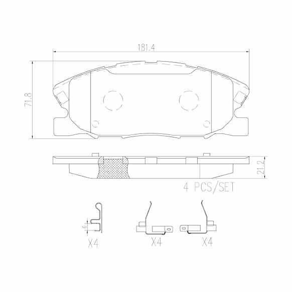 P18037N Front NAO Series Ceramic Brake Pad Set