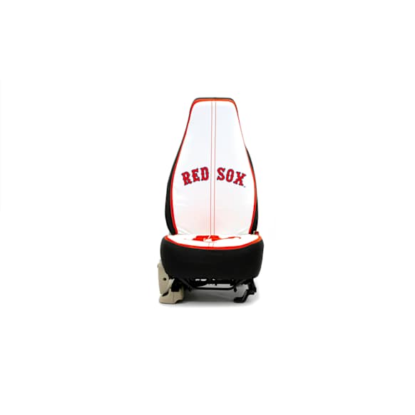 H3R2EF Seat Cover, White, Made of Suede, MLB Team Design, Boston Red Sox Logo, Universal Seat Type Holda Series