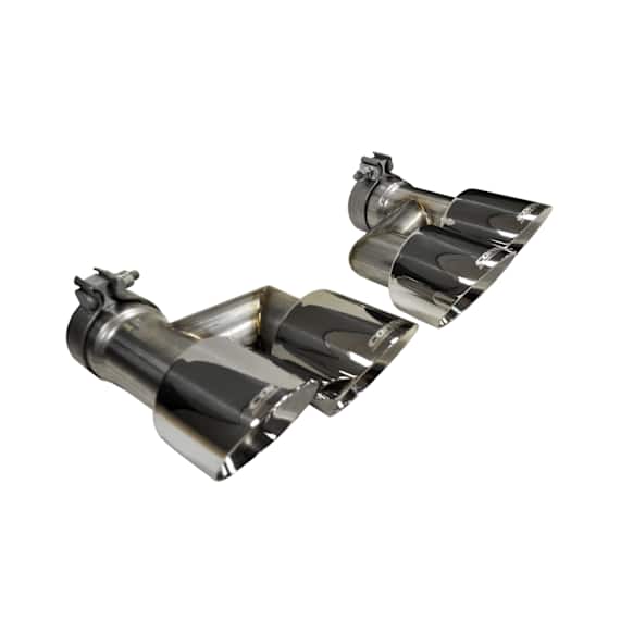 2015 Ford Mustang - Exhaust Tip, Coupe, Dual Rear Exit, Fits Premium Package Only, Requires Roush  Tip Rear Valance Modification, Fits to CORSA Exhaust System only, Polished, Stainless Steel, Quad, Round, 3 in. Inlet, Clamp-On, Pro Series
