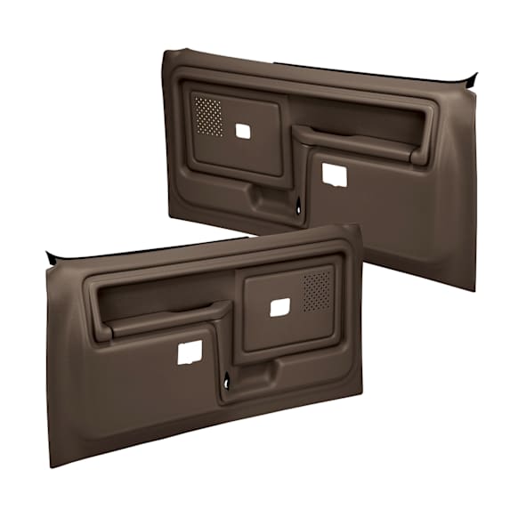 12-45WS-DBR Front, Driver and Passenger Side Door Trim Panel - Dark Brown Power Windows with Slide Locks