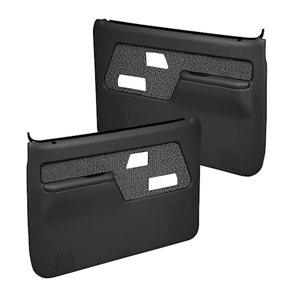 12-55F-BLK Front, Driver and Passenger Side Door Trim Panel - Black Full Power