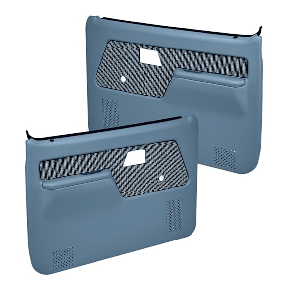 12-55N-LBL Front, Driver and Passenger Side Door Trim Panel - Blue No Power
