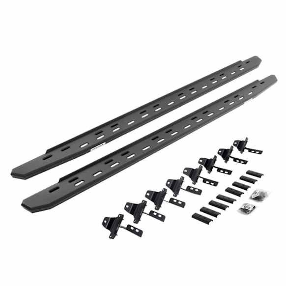 69651687SPC Running Boards, Textured Black, Galvanized Steel, Mounting Bracket Kit Included, 4-Door, Crew Cab Pickup, RB30 Slim Line Series