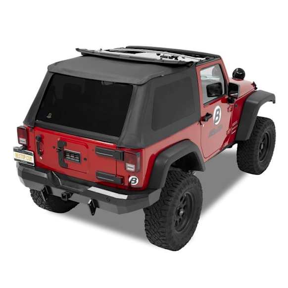 2014 Jeep Wrangler - Trektop Fastback, Soft Top, Black diamond, Without Frame (Requires Factory Frame), No Door Skins Included, Dual-layer poly-cotton vinyl