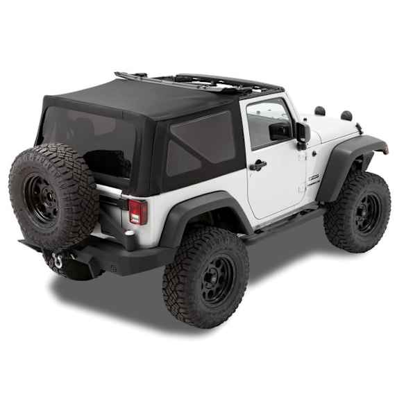 2010 Jeep Wrangler - Replace-A-Top, Soft Top, Black twill, Without Frame (Requires Factory Frame), No Door Skins Included; For OEM Soft Top Hardware, OEM 3-layer twill
