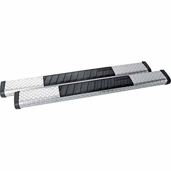 DZ16412 6 in. Oval Series Running Boards, Powdercoated Black Diamond Plate Non-Powered Aluminum Set of 2, Mounting Kit Sold Separately.