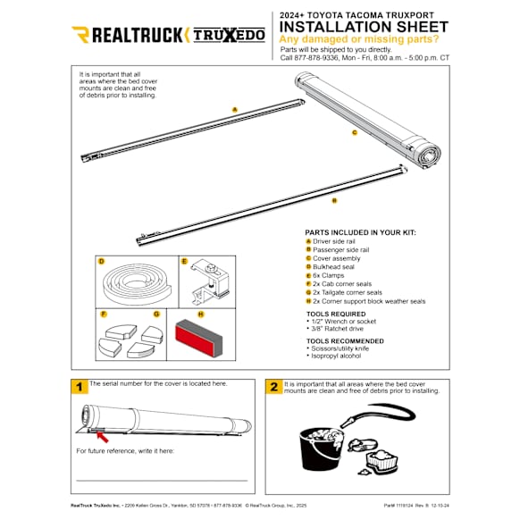 2024 Toyota Tacoma - Truxport Series, Soft, Roll-up, Tonneau Cover, Vinyl, Approx. 5 ft. Bed