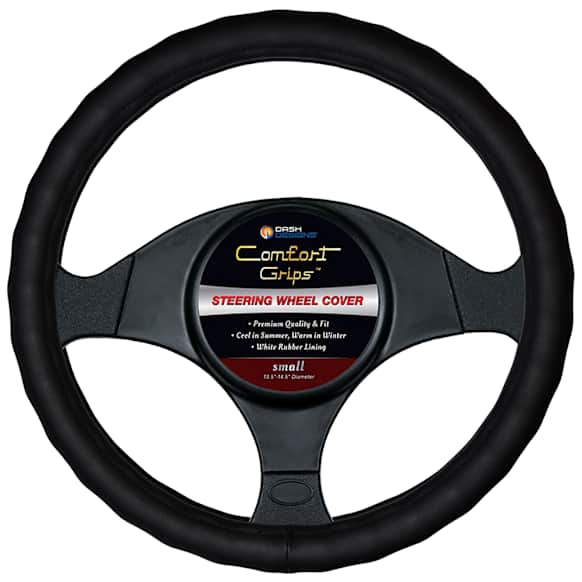 3301BK Comfort Grip Racing Grip Steering Wheel Cover - Black, Leatherette Vinyl, Universal 13.5-14.5 in., Slip-On, Sold individually