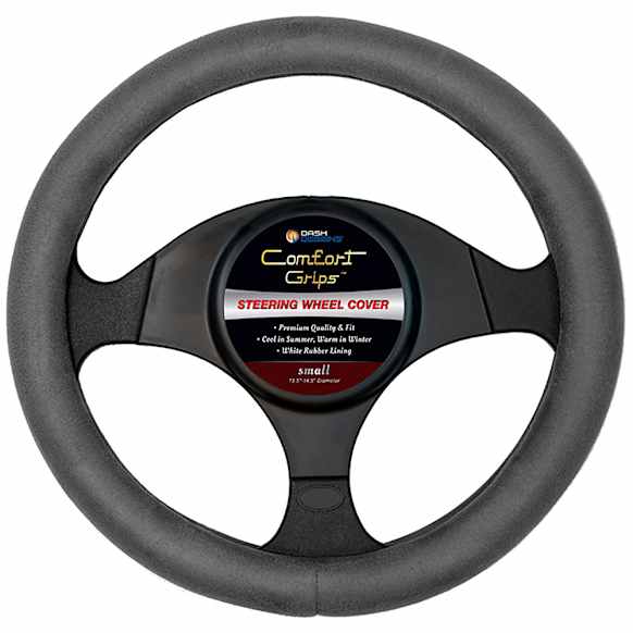 3311GY Comfort Grips Ultra Plush Steering Wheel Cover - Gray, Microfiber and memory foam, Universal 13.5-14.4 in., Slip-On, Sold individually