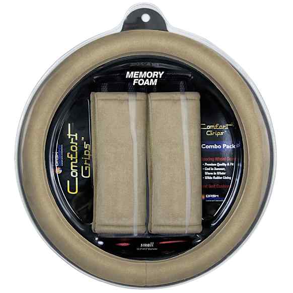 3315TN Comfort Grips Ultra Plush Combo Pack Steering Wheel Cover - Tan, Microfiber and memory foam, Universal 13.5-14.4 in., Slip-On, Kit