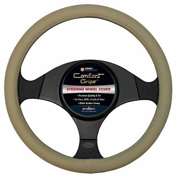 3322TN Comfort Grips Performa Pro Grip Steering Wheel Cover - Tan, Leatherette Vinyl, Universal 14.5-15.4 in., Slip-On, Sold individually