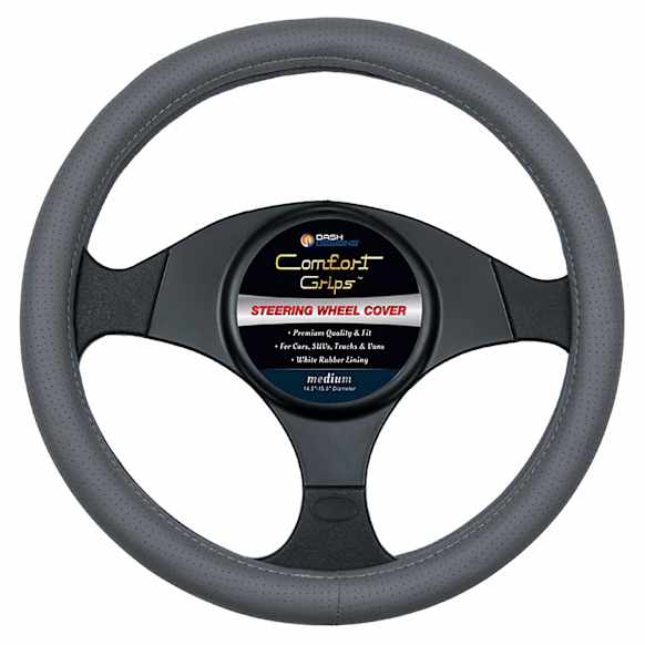 3332GY Comfort Grips Sedona Grip Steering Wheel Cover - Gray, Leatherette Vinyl, Universal 14.5-15.4 in., Slip-On, Sold individually