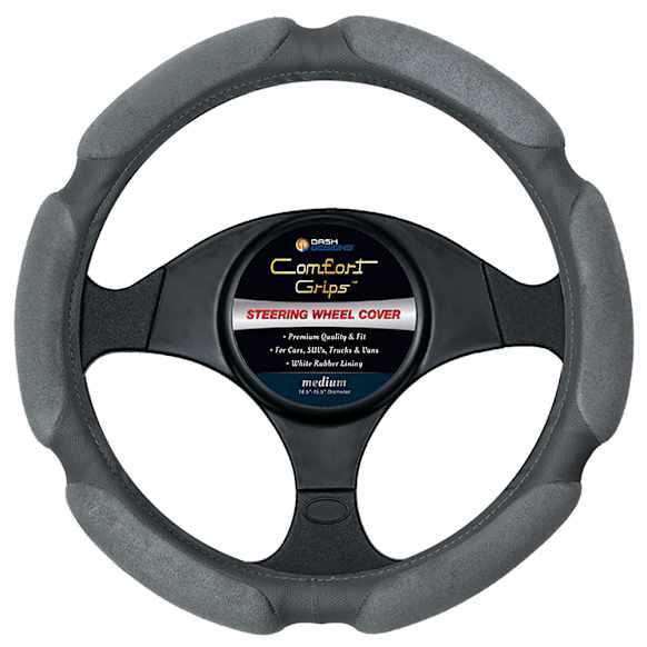 3352GY Comfort Grip Multi Grip Steering Wheel Cover - Gray, Faux Suede, Universal 14.5-15.5 in., Slip-On, Sold individually