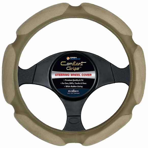 3352TN Comfort Grip Multi Grip Steering Wheel Cover - Tan, Faux Suede, Universal 14.5-15.5 in., Slip-On, Sold individually