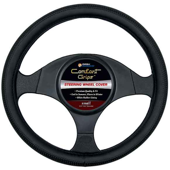 3361BK Comfort Grips Sport Grip Steering Wheel Cover - Black, Leatherette Vinyl, Universal 13.5-14.4 in., Slip-On, Sold individually