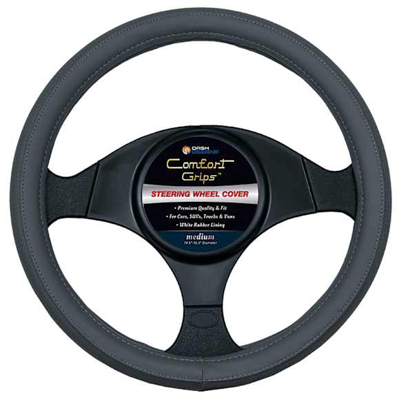 3362GY Comfort Grip Sport Grip Steering Wheel Cover - Gray, Leatherette, Universal 14.5-15.5 in., Slip-On, Sold individually