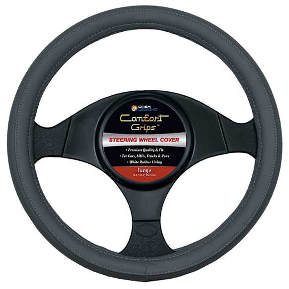 3363GY Comfort Grip Sport Grip Steering Wheel Cover - Gray, Leatherette, Universal 15.5-16.5 in., Slip-On, Sold individually